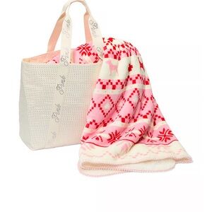 PINK Victoria's Secret Pink Blanket & Tote NEW